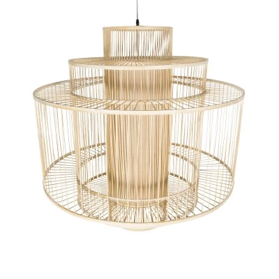 Κρεμαστό φωτιστικό Boho HIBISCUS 1 x E27 AC 220-240V μπεζ με υφασμάτινο καπέλο φυσικού σχεδιασμού Μ100 x Π100 x Υ100