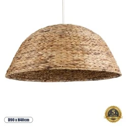 Φωτιστικό κρεμαστό Boho μονόφωτο 1 x E27 με διάσταση Φ90 x Υ40cm καφέ υδρουάκινθος πλέγμα καμπάνα IP20