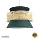 Φωτιστικό SAIGE Boho κρεμαστό φωτιστικό 1xE27 Φ50xΥ36cm μπεζ μπαμπού πλέγμα με πράσινο & μαύρο υφασμάτινο καπέλο GloboStar® SAIGE 01916 Boho Κρεμαστό Φωτιστικό Πλέγμα Μονόφωτο 1 x E27 IP20 Μπεζ Ξύλο με Μαύρο & Πράσινο Ύφασμα - Μ50 x Π50 x Υ36cm