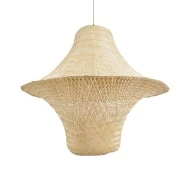 Boho Κρεμαστό Φωτιστικό JUNIPER Μονόφωτο 1 x E27 AC220-240V IP20 - Φ100 x Υ90cm - Μπεζ Ξύλινο Μπαμπού Πλέγμα Καμπάνα