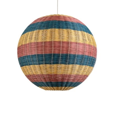 Boho Κρεμαστό Φωτιστικό CABALLEROS Μονόφωτο 1 x E27 AC220-240V IP20 - Φ70 x Υ70cm - Μπλε με Κίτρινο και Κόκκινο Μπαμπού Πλέγμα Μπάλα GloboStar® CABALLEROS 02063 Boho Κρεμαστό Φωτιστικό Μπάλα Μονόφωτο 1 x E27 IP20 Πολύχρωμο Ξύλο - Μ70 x Π70 x Υ70cm