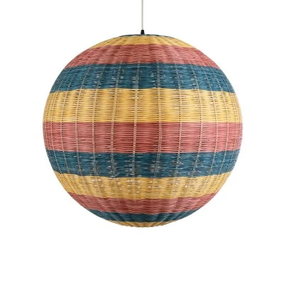 Boho Κρεμαστό Φωτιστικό CABALLEROS Μονόφωτο 1 x E27 AC220-240V IP20 - Φ70 x Υ70cm - Μπλε με Κίτρινο και Κόκκινο Μπαμπού Πλέγμα Μπάλα GloboStar® CABALLEROS 02063 Boho Κρεμαστό Φωτιστικό Μπάλα Μονόφωτο 1 x E27 IP20 Πολύχρωμο Ξύλο - Μ70 x Π70 x Υ70cm