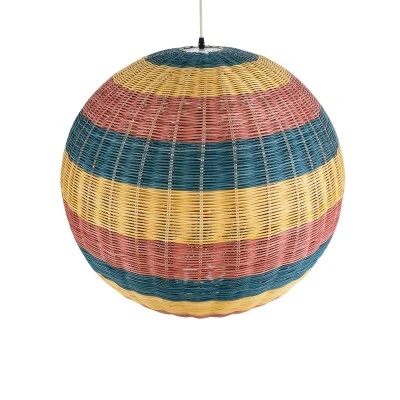 Boho Κρεμαστό Φωτιστικό CABALLEROS Μονόφωτο 1 x E27 AC220-240V IP20 - Φ70 x Υ70cm - Μπλε με Κίτρινο και Κόκκινο Μπαμπού Πλέγμα Μπάλα GloboStar® CABALLEROS 02063 Boho Κρεμαστό Φωτιστικό Μπάλα Μονόφωτο 1 x E27 IP20 Πολύχρωμο Ξύλο - Μ70 x Π70 x Υ70cm