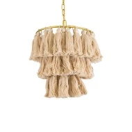 Boho Κρεμαστό Φωτιστικό MISSOULA Μονόφωτο 1 x E27 AC220-240V IP20 - Φ30 x Υ40cm - Μπεζ Λεπτό Νήμα Βαμβακερό και Χρυσό Μεταλλικό Πλέγμα