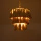 GloboStar® MISSOULA 02084 Boho Κρεμαστό Φωτιστικό Σχοινί Μονόφωτο 1 x E27 IP20 Μπεζ Ύφασμα με Χρυσό Μέταλλο - Μ30 x Π30 x Υ40cm
