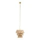 GloboStar® MISSOULA 02084 Boho Κρεμαστό Φωτιστικό Σχοινί Μονόφωτο 1 x E27 IP20 Μπεζ Ύφασμα με Χρυσό Μέταλλο - Μ30 x Π30 x Υ40cm