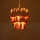 GloboStar® MISSOULA 02086 Boho Κρεμαστό Φωτιστικό Σχοινί Μονόφωτο 1 x E27 IP20 Ροζ Ύφασμα με Χρυσό Μέταλλο - Μ30 x Π30 x Υ40cm