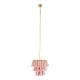 GloboStar® MISSOULA 02086 Boho Κρεμαστό Φωτιστικό Σχοινί Μονόφωτο 1 x E27 IP20 Ροζ Ύφασμα με Χρυσό Μέταλλο - Μ30 x Π30 x Υ40cm