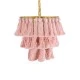 GloboStar® MISSOULA 02086 Boho Κρεμαστό Φωτιστικό Σχοινί Μονόφωτο 1 x E27 IP20 Ροζ Ύφασμα με Χρυσό Μέταλλο - Μ30 x Π30 x Υ40cm