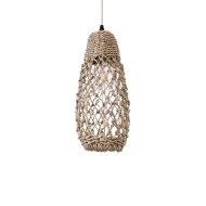 Boho Κρεμαστό Φωτιστικό ECUADOR Μονόφωτο 1 x E27 AC220-240V IP20 - Φ15 x Υ35cm - Μπεζ Seagrass - Φύκι Πλέγμα Καμπάνα