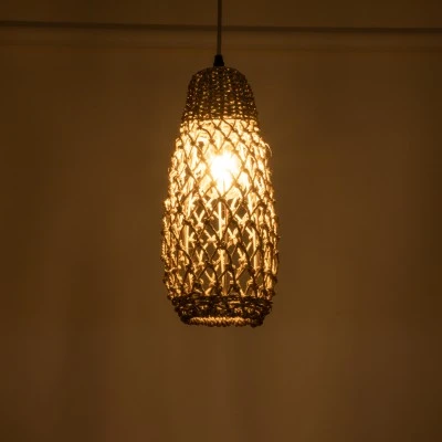 Boho Κρεμαστό Φωτιστικό ECUADOR Μονόφωτο 1 x E27 AC220-240V IP20 - Φ15 x Υ35cm - Μπεζ Seagrass - Φύκι Πλέγμα Καμπάνα GloboStar® ECUADOR 02119 Boho Κρεμαστό Φωτιστικό Πλέγμα Μονόφωτο 1 x E27 IP20 Μπεζ Rattan - Μ15 x Π15 x Υ35cm