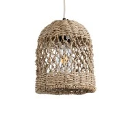 Boho Κρεμαστό Φωτιστικό ECUADOR Μονόφωτο 1 x E27 AC220-240V IP20 - Φ20 x Υ25cm - Μπεζ Seagrass - Φύκι Πλέγμα Καμπάνα