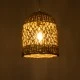 GloboStar® ECUADOR 02121 Boho Κρεμαστό Φωτιστικό Πλέγμα Μονόφωτο 1 x E27 IP20 Μπεζ Rattan - Μ20 x Π20 x Υ25cm