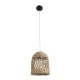 GloboStar® ECUADOR 02121 Boho Κρεμαστό Φωτιστικό Πλέγμα Μονόφωτο 1 x E27 IP20 Μπεζ Rattan - Μ20 x Π20 x Υ25cm
