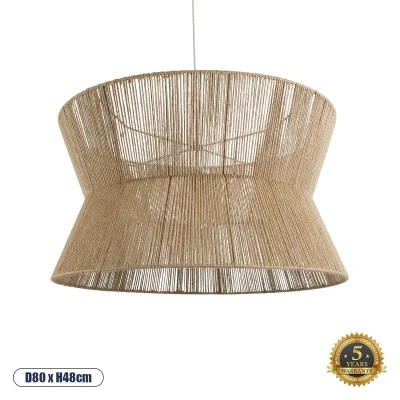 Φωτιστικό Boho κρεμαστό με πλέγμα μονόφωτο 1 x E27 IP20 μπεζ σχοινί & διάσταση Μ80xΠ80xΥ48cm GloboStar® BISBEE 02205 Boho Κρεμαστό Φωτιστικό Πλέγμα Μονόφωτο 1 x E27 IP20 Μπεζ Σχοινί - Μ80 x Π80 x Υ48cm