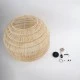 GloboStar® OREGON 02207 Boho Κρεμαστό Φωτιστικό Πλέγμα Μονόφωτο 1 x E27 IP20 Μπεζ Ξύλο - Μ80 x Π80 x Υ65cm