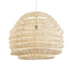 Boho Κρεμαστό Φωτιστικό OREGON  Μονόφωτο 1 x E27 AC220-240V IP20 - Φ80 x Υ65cm - Μπεζ Μπαμπού Πλέγμα