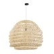 GloboStar® OREGON 02207 Boho Κρεμαστό Φωτιστικό Πλέγμα Μονόφωτο 1 x E27 IP20 Μπεζ Ξύλο - Μ80 x Π80 x Υ65cm