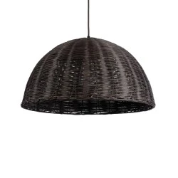 Boho Κρεμαστό Φωτιστικό MONTANA Μονόφωτο 1 x E27 AC220-240V IP20 - Φ50 x Υ25cm - Σκούρο Καφέ Μπαμπού Πλέγμα Καμπάνα