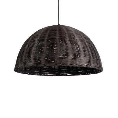 Boho Κρεμαστό Φωτιστικό MONTANA Μονόφωτο 1 x E27 AC220-240V IP20 - Φ50 x Υ25cm - Σκούρο Καφέ Μπαμπού Πλέγμα Καμπάνα GloboStar® MONTANA 02381 Boho Κρεμαστό Φωτιστικό Καμπάνα Μονόφωτο 1 x E27 IP20 Καφέ Ξύλο - Μ50 x Π50 x Υ25cm