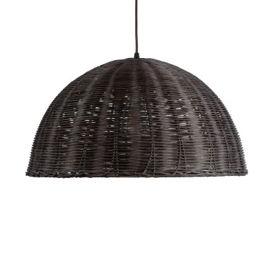 Boho Κρεμαστό Φωτιστικό MONTANA Μονόφωτο 1 x E27 AC220-240V IP20 - Φ50 x Υ25cm - Σκούρο Καφέ Μπαμπού Πλέγμα Καμπάνα GloboStar® MONTANA 02381 Boho Κρεμαστό Φωτιστικό Καμπάνα Μονόφωτο 1 x E27 IP20 Καφέ Ξύλο - Μ50 x Π50 x Υ25cm