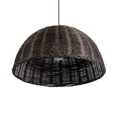 Boho Κρεμαστό Φωτιστικό MONTANA Μονόφωτο 1 x E27 AC220-240V IP20 - Φ50 x Υ25cm - Σκούρο Καφέ Μπαμπού Πλέγμα Καμπάνα GloboStar® MONTANA 02381 Boho Κρεμαστό Φωτιστικό Καμπάνα Μονόφωτο 1 x E27 IP20 Καφέ Ξύλο - Μ50 x Π50 x Υ25cm
