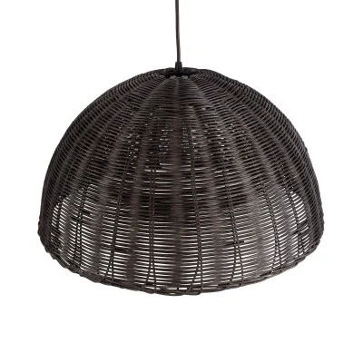 Boho Κρεμαστό Φωτιστικό MONTANA Μονόφωτο 1 x E27 AC220-240V IP20 - Φ50 x Υ25cm - Σκούρο Καφέ Μπαμπού Πλέγμα Καμπάνα GloboStar® MONTANA 02381 Boho Κρεμαστό Φωτιστικό Καμπάνα Μονόφωτο 1 x E27 IP20 Καφέ Ξύλο - Μ50 x Π50 x Υ25cm