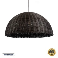 Φωτιστικό κρεμαστό Boho μονόφωτο 1 x E27 με διάσταση Φ80 x Υ40cm σκούρο καφέ μπαμπού πλέγμα καμπάνα