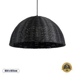Φωτιστικό κρεμαστό  Boho Μοntana μονόφωτο 1 x E27 διάσταση Φ50xΥ25cm μαύρο μπαμπού πλέγμα καμπάνα