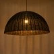 GloboStar® MONTANA 02384 Boho Κρεμαστό Φωτιστικό Καμπάνα Μονόφωτο 1 x E27 IP20 Μαύρο Ξύλο - Μ80 x Π80 x Υ40cm