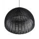 GloboStar® MONTANA 02384 Boho Κρεμαστό Φωτιστικό Καμπάνα Μονόφωτο 1 x E27 IP20 Μαύρο Ξύλο - Μ80 x Π80 x Υ40cm