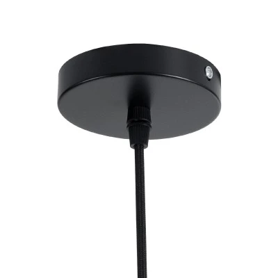 GloboStar® MONTANA 02384 Boho Κρεμαστό Φωτιστικό Καμπάνα Μονόφωτο 1 x E27 IP20 Μαύρο Ξύλο - Μ80 x Π80 x Υ40cm