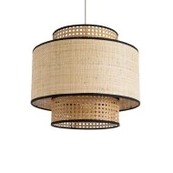 Boho Κρεμαστό Φωτιστικό BRAVADO Μονόφωτο 1 x E27 AC220-240V IP20 - Φ40 x Υ35cm - Καφέ με Μπεζ Μπαμπού Πλέγμα