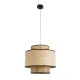 GloboStar® BRAVADO 02386 Boho Κρεμαστό Φωτιστικό Πλέγμα Μονόφωτο 1 x E27 IP20 Καφέ & Μπεζ Ξύλο - Μ40 x Π40 x Υ35cm