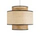 GloboStar® BRAVADO 02386 Boho Κρεμαστό Φωτιστικό Πλέγμα Μονόφωτο 1 x E27 IP20 Καφέ & Μπεζ Ξύλο - Μ40 x Π40 x Υ35cm