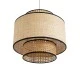 GloboStar® BRAVADO 02386 Boho Κρεμαστό Φωτιστικό Πλέγμα Μονόφωτο 1 x E27 IP20 Καφέ & Μπεζ Ξύλο - Μ40 x Π40 x Υ35cm