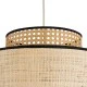 GloboStar® BRAVADO 02386 Boho Κρεμαστό Φωτιστικό Πλέγμα Μονόφωτο 1 x E27 IP20 Καφέ & Μπεζ Ξύλο - Μ40 x Π40 x Υ35cm