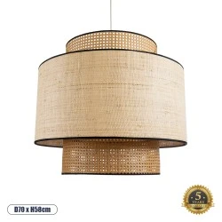 Φωτιστικό κρεμαστό BRAVADO Boho 1xE27 AC220-240V IP20 με διάσταση Φ70xΥ58cm καφέ με μπεζ μπαμπού πλέγμα