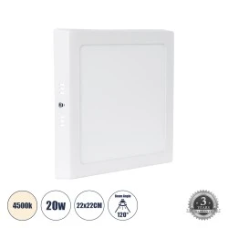 Εξωτερικό LED Panel λευκό 22x22cm 20W 2120lm 120° AC 220-240V IP20 τετράγωνο Μ22 x Π22 x Υ3cm φυσικό λευκό φως 4500K