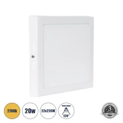 Εξωτερικό LED Panel λευκό 22x22cm 20W 2060lm 120° AC 220-240V IP20 τετράγωνο Μ22 x Π22 x Υ3cm θερμό λευκό 2700K