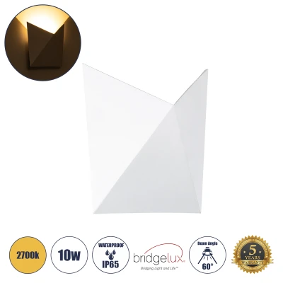 Μοντέρνο φωτιστικό τοίχου - απλίκα LED kelvo® STEALTH 10W 1000lm IP65 θερμό λευκό 2700K BRIDGELUX COB λευκό ματ 17x7.5x17cm