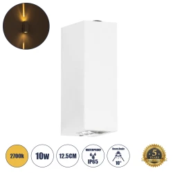 Μοντέρνο φωτιστικό τοίχου LED kelvo® LINOR 10W 1000lm IP65 θερμό λευκό 2700K δίφωτο λευκό ματ 12.5x6x4cm Μοντέρνο φωτιστικό τοίχου LED kelvo® LINOR 10W 1000lm IP65 θερμό λευκό 2700K δίφωτο λευκό ματ 12.5x6x4cm