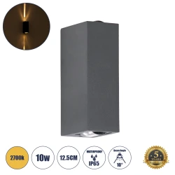 Μοντέρνα απλίκα τοίχου LED kelvo® LINOR 10W 1000lm 10° AC 220-240V IP65 θερμό λευκό 2700K Bridgelux COB γκρι ανθρακί ματ 12.5x6x4cm Μοντέρνα απλίκα τοίχου LED kelvo® LINOR 10W 1000lm 10° AC 220-240V IP65 θερμό λευκό 2700K Bridgelux COB γκρι ανθρακί ματ 12.5x6x4cm