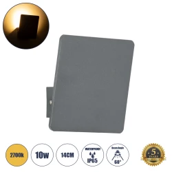 Μοντέρνο επιτοίχιο φωτιστικό LED kelvo® CUADRADO 10W 1000lm IP65 θερμό λευκό 2700K γκρι ανθρακί ματ 14x14x4.5cm