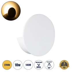 Μοντέρνο επιτοίχιο φωτιστικό LED kelvo® REDONDO 10W 1000lm θερμό λευκό 2700K IP65 λευκό ματ 14x14x4.5cm