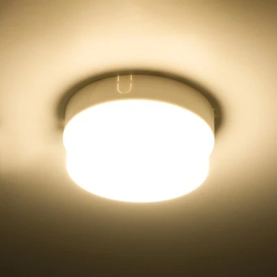 GloboStar® REVANO 61013 LED Πλαφονιέρα Οροφής Στρόγγυλη Φ12 12W 1080lm 180° AC 220-240V Αδιάβροχη IP54 Φ12 x Υ4.5cm Θερμό Λευκό 2700K - 2 Χρόνια Εγγύηση
