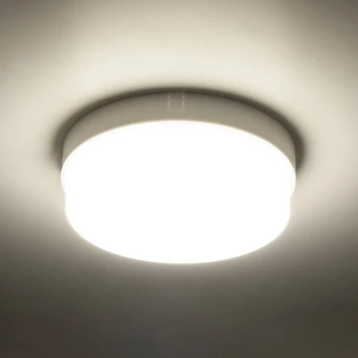 GloboStar® REVANO 61015 LED Πλαφονιέρα Οροφής Στρόγγυλη Φ17 15W 1425lm 180° AC 220-240V Αδιάβροχη IP54 Φ17 x Υ5cm Φυσικό Λευκό 4500K - 2 Χρόνια Εγγύηση