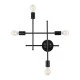 GloboStar® PIPING 00661 Vintage Επιτοίχιο Φωτιστικό Πολύφωτο 4 x E27 AC220-240V IP20 - Μ40 x Π9 x Υ52cm - Μαύρο Μεταλλικό Πλέγμα