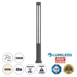 LED φωτιστικό πάρκου - πλατείας - κήπου 40W φυσικό λευκό φως 4000K 5440lm 60° AC100-240VAC IP67 Φ15.5cm x Ύψος 2m
