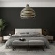GloboStar® JAMAICA 01955 Boho Κρεμαστό Φωτιστικό Καμπάνα Μονόφωτο 1 x E27 IP20 Μπεζ & Χακί Ξύλο - Μ60 x Π60 x Υ60cm